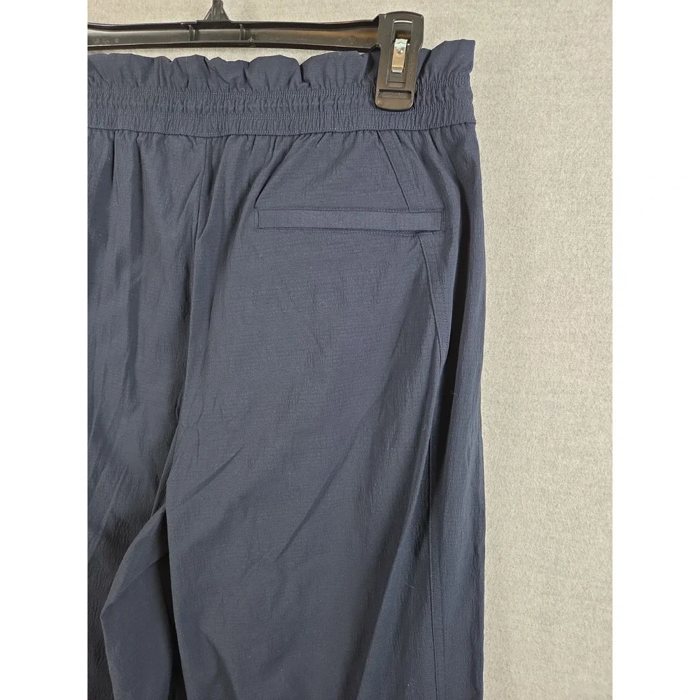 Athleta Trekkie M High Rise Parachute Pants Navy Blue Nylon Flex Waist Active - Picture 5 of 13